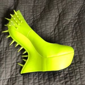 Heel-less Neon yellow heels